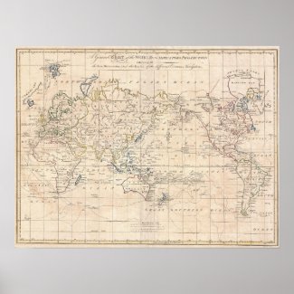 Vintage Map of The World (1799) Posters