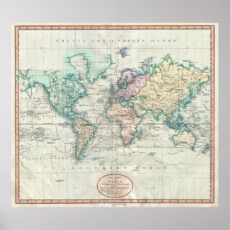Vintage Map of The World (1801) Print