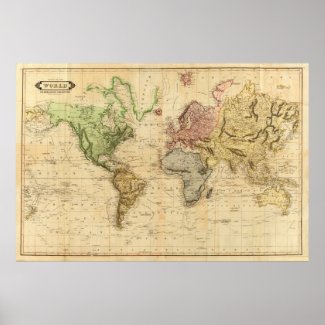 Vintage Map of The World (1831) Posters