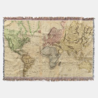 Vintage Map of The World (1831) Throw