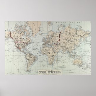 Vintage Map of The World (1875) Posters