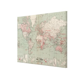 Vintage Map of The World (1918) Gallery Wrapped Canvas