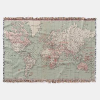 Vintage Map of The World (1918) Throw