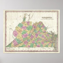Vintage Map of Virginia (1827) Poster