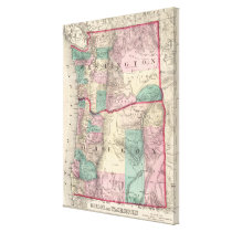 Vintage Map of Washington and Oregon (1875) Canvas Print