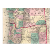 Vintage Map of Washington and Oregon (1875) Post Cards