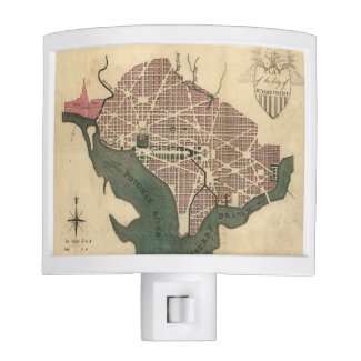 Vintage Map of Washington D.C. (1793) Night Light