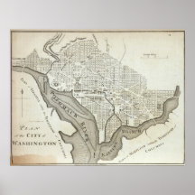 Vintage Map of Washington D.C. (1794) Posters