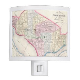 Vintage Map of Washington D.C. (1864) Night Light