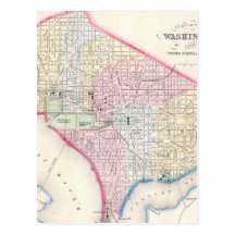 Vintage Map of Washington D.C. (1864) Postcard