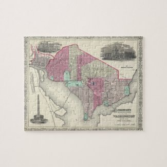 Vintage Map of Washington D.C. (1866) Jigsaw Puzzle