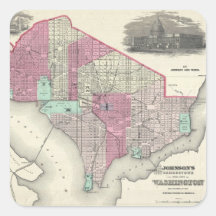 Vintage Map of Washington D.C. (1866) Sticker