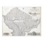 Vintage Map of Washington DC Postcard