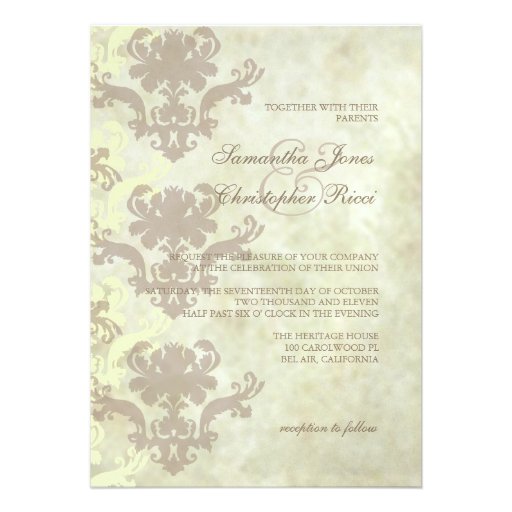 Vintage Marble/Damask Wedding Invitations