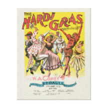 Vintage Mardi Gras Poster Stretched Canvas Prints