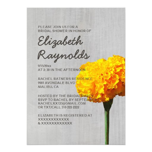 Vintage Marigold Bridal Shower Invitations