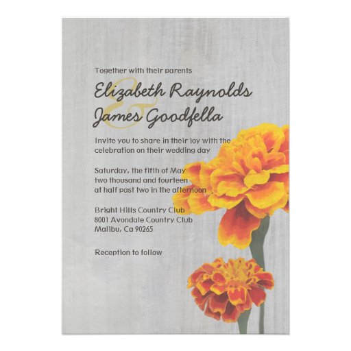 Vintage Marigolds Wedding Invitations