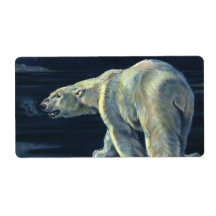 Vintage Marine Mammal, Polar Bear, Iceberg Arctic Shipping Label