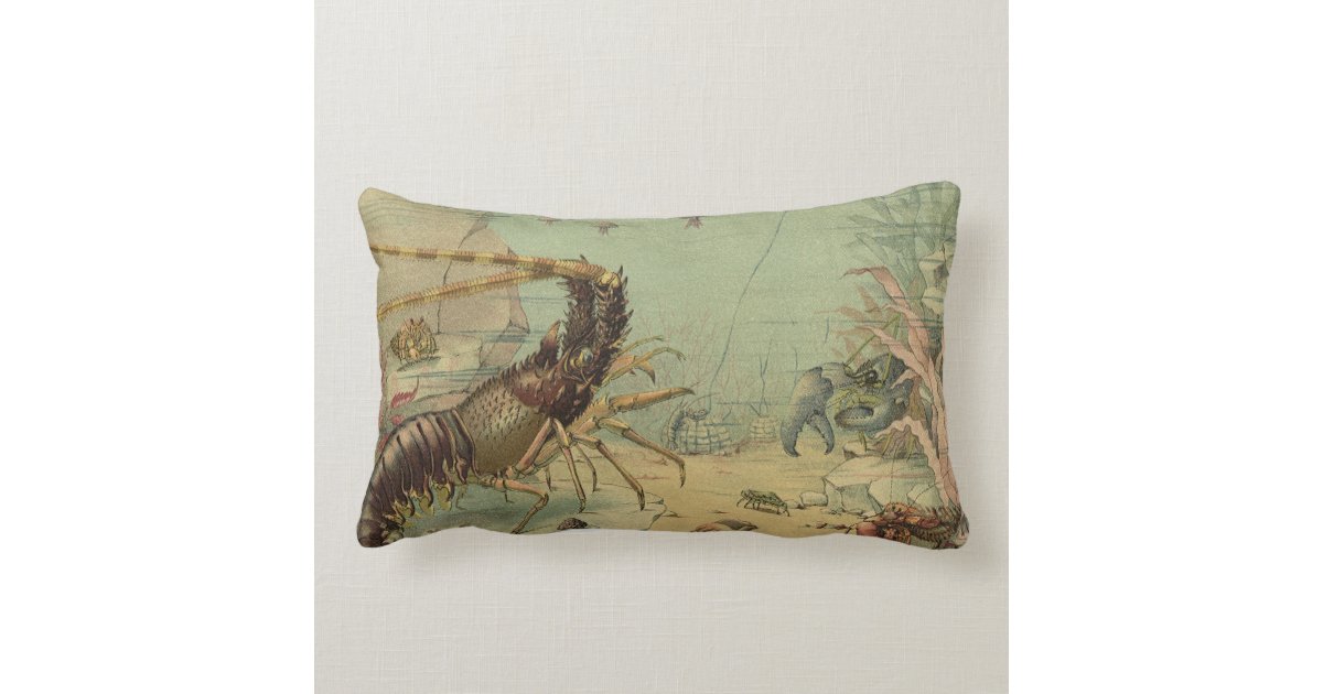 Vintage Marine Sea Life Animals in the Ocean Pillow Zazzle