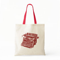 Vintage Maroon Typewriter Tote Bag