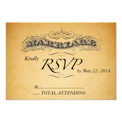 Vintage Marriage Paper Wedding Invitation RSVP