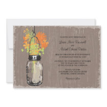 Vintage Mason Jar and Wildflowers Wedding Personalized Invitations