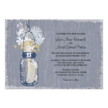 Vintage Mason Jar and Wildflowers Wedding Personalized Announcement
