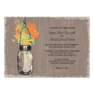 Vintage Mason Jar and Wildflowers Wedding Personalized Invitations