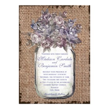Vintage Mason Jar Burlap Rustic Wedding Invitation Vintage Mason Jar Burlap Rustic Wedding Invitation
