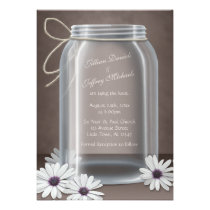 Vintage Mason Jar Daisy Brown Wedding Invitations invitations