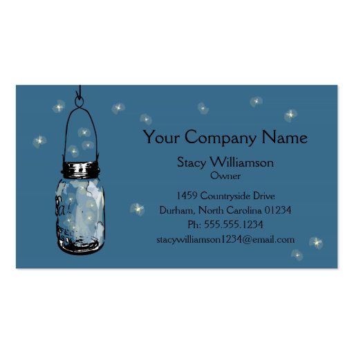 Vintage Mason Jar & Fireflies Business Card