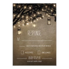 Vintage Mason Jar Oak Tree Wedding RSVP Cards