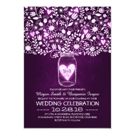 vintage mason jar purple flowers wedding invites 5