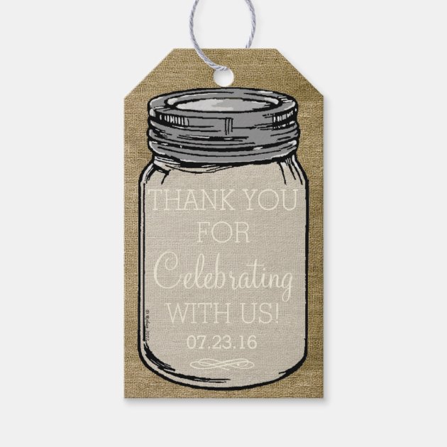 Vintage Mason Jar Tags | Rustic Country Wedding Pack Of Gift Tags 1/3