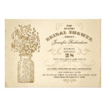 vintage mason jar typographic bridal shower invite