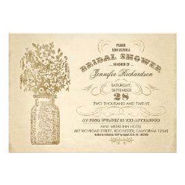 vintage mason jar typographic bridal shower invite