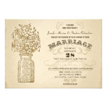 vintage mason jar typographic wedding invitation