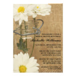 Vintage Mason Jar White Daisies Bridal Shower Personalized Announcements