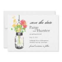Vintage Mason Jar & Wild Flowers Save the Date Custom Announcements