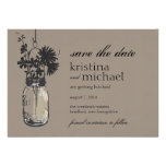 Vintage Mason Jar & Wild Flowers Save the Date Invitations