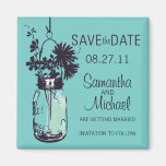 Vintage Mason Jar & Wild Flowers Save the Date Fridge Magnets