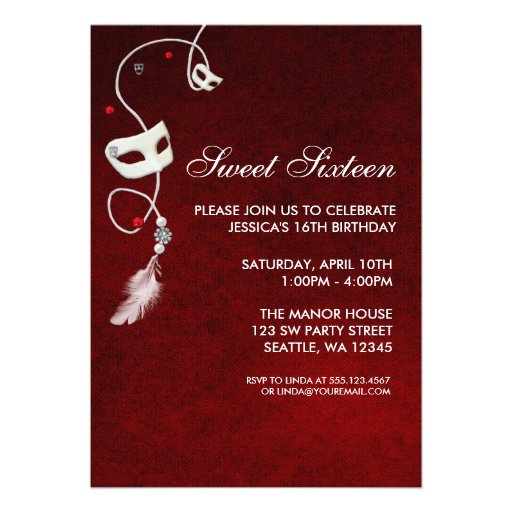 Vintage Masquerade Sweet Sixteen Birthday Invitations