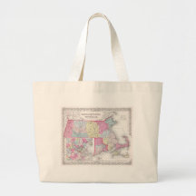 Vintage Massachusetts and Rhode Island Map (1855) Bags