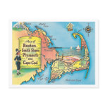 Vintage Massachusetts Cities Map postcards