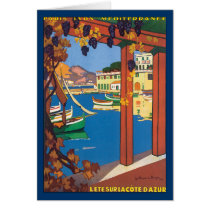 Vintage Mediterranean Travel Poster Greeting Card