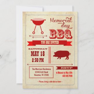 Vintage Memorial Day BBQ Invitation