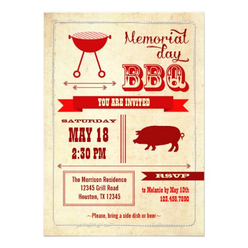 Vintage Memorial Day BBQ Invitation