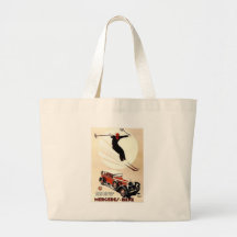 Vintage Mercedes Benz Ski Ad Tote Bag