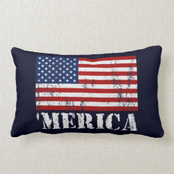 Vintage 'MERICA U.S. Flag Lumbar Throw Pillow