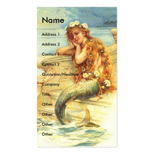 Vintage Mermaid Business Card Templates (front side)